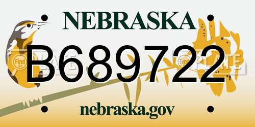 B689722 Nebraska License Plate