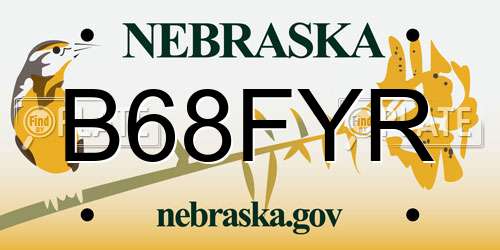 B68FYR Nebraska License Plate