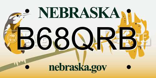 B68QRB Nebraska License Plate