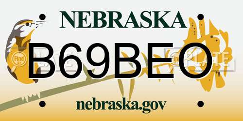 B69BEO Nebraska License Plate