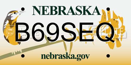 B69SEQ Nebraska License Plate