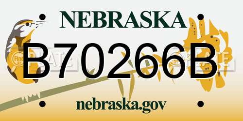 B70266B Nebraska License Plate
