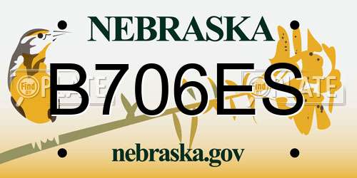 B706ES Nebraska License Plate