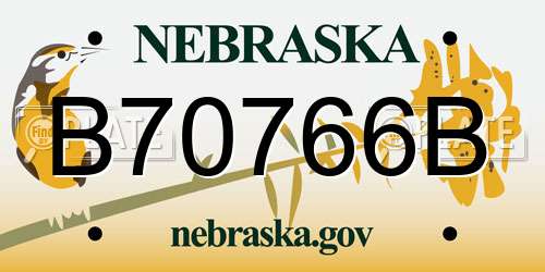B70766B Nebraska License Plate