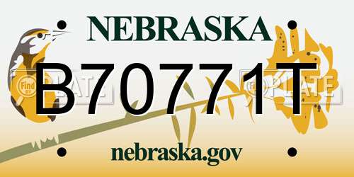 B70771T Nebraska License Plate