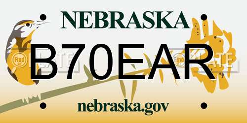 B70EAR Nebraska License Plate