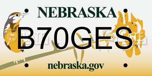 B70GES Nebraska License Plate