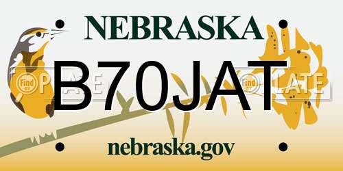 B70JAT Nebraska License Plate