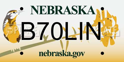 B70LIN Nebraska License Plate
