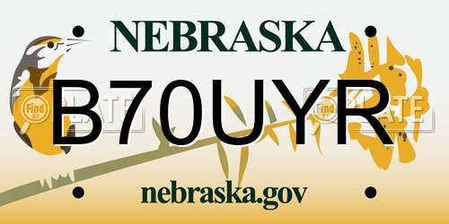 B70UYR Nebraska License Plate