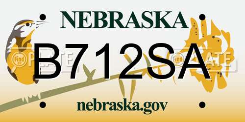 B712SA Nebraska License Plate