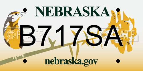 B717SA Nebraska License Plate