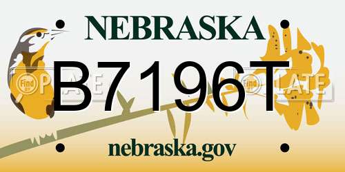 B7196T Nebraska License Plate