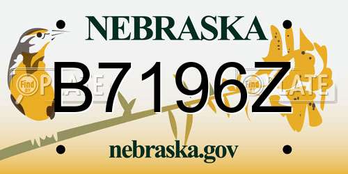 B7196Z Nebraska License Plate