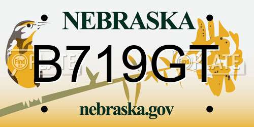 B719GT Nebraska License Plate