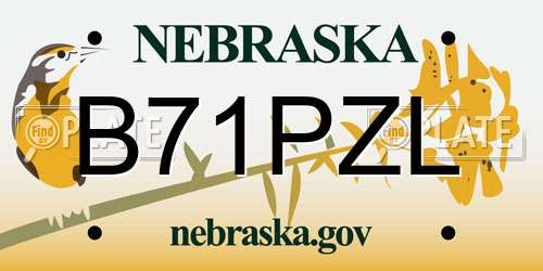 B71PZL Nebraska License Plate