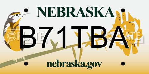 B71TBA Nebraska License Plate