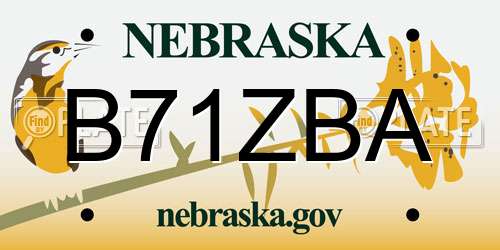 B71ZBA Nebraska License Plate