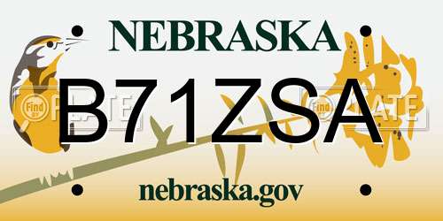 B71ZSA Nebraska License Plate