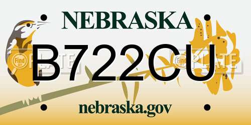 B722CU Nebraska License Plate