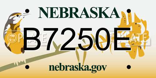 B7250E Nebraska License Plate