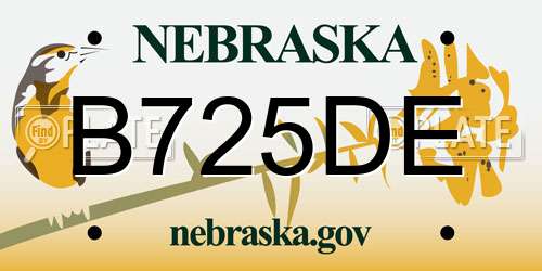 B725DE Nebraska License Plate