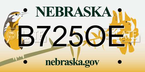B725OE Nebraska License Plate