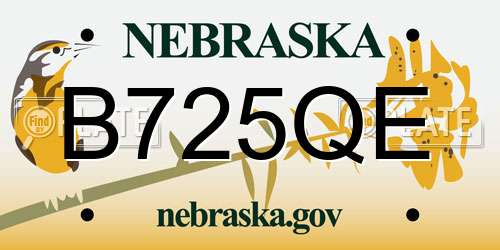 B725QE Nebraska License Plate