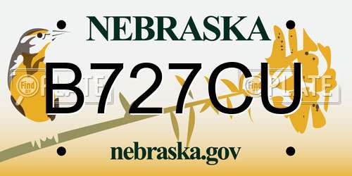 B727CU Nebraska License Plate