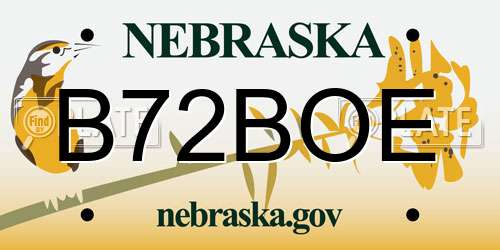 B72BOE Nebraska License Plate