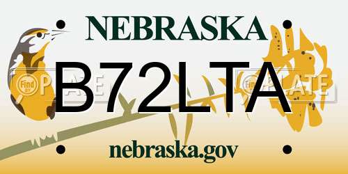 B72LTA Nebraska License Plate