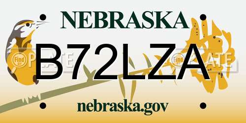 B72LZA Nebraska License Plate