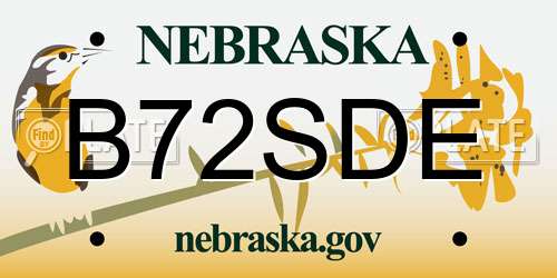 B72SDE Nebraska License Plate