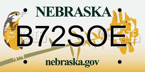 B72SOE Nebraska License Plate