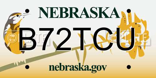 B72TCU Nebraska License Plate