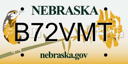 B72VMT Nebraska License Plate