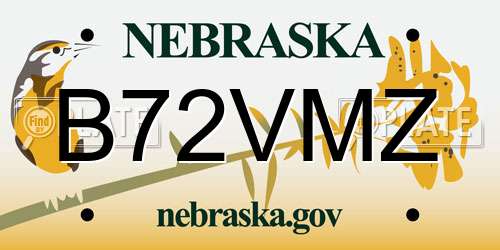 B72VMZ Nebraska License Plate
