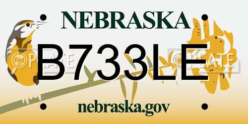 B733LE Nebraska License Plate