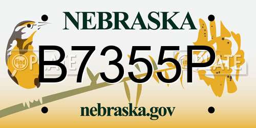 B7355P Nebraska License Plate