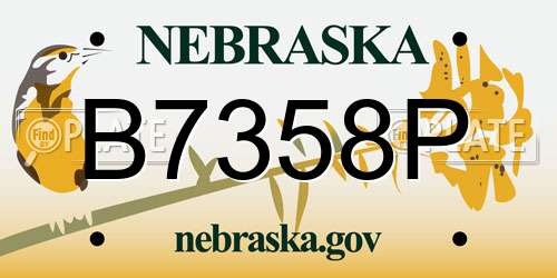 B7358P Nebraska License Plate