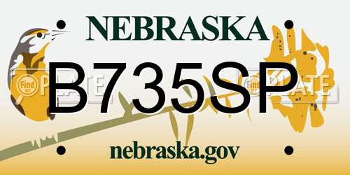 B735SP Nebraska License Plate