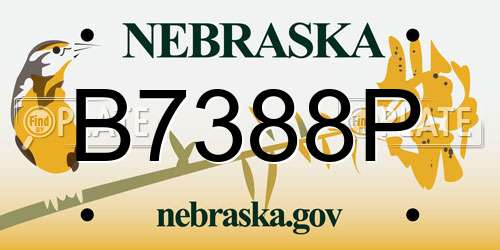 B7388P Nebraska License Plate