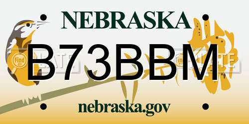 B73BBM Nebraska License Plate