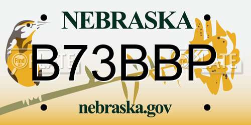 B73BBP Nebraska License Plate