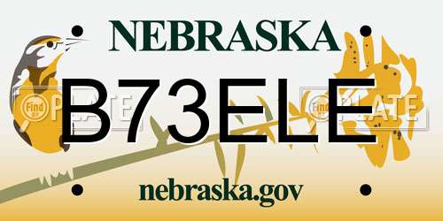 B73ELE Nebraska License Plate