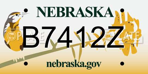 B7412Z Nebraska License Plate