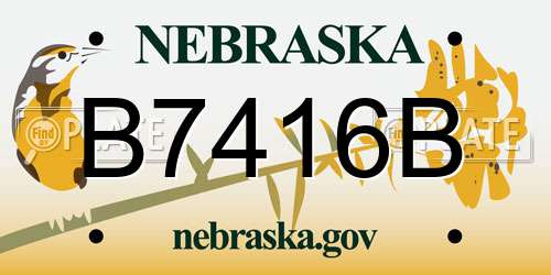 B7416B Nebraska License Plate