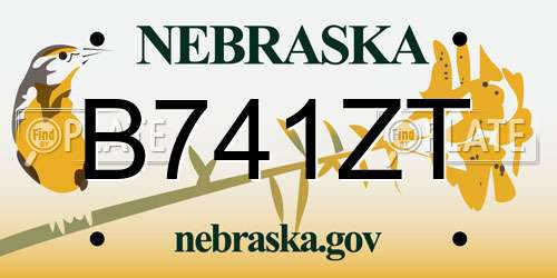 B741ZT Nebraska License Plate