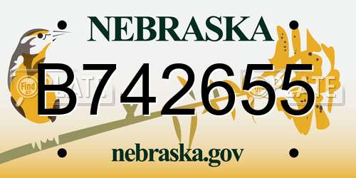 B742655 Nebraska License Plate