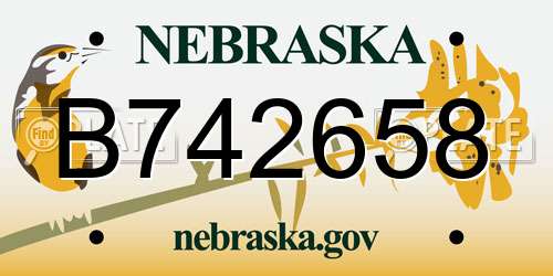 B742658 Nebraska License Plate